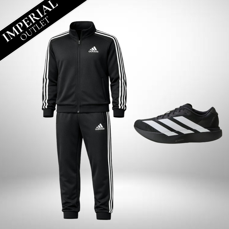 Set Adidas: Felpa con cappuccio e pantaloni jogger – incluso Adidas Adizero Evo GRATIS!
