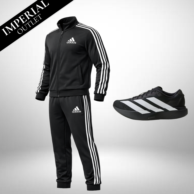 Set Adidas: Felpa con cappuccio e pantaloni jogger – incluso Adidas Adizero Evo GRATIS!