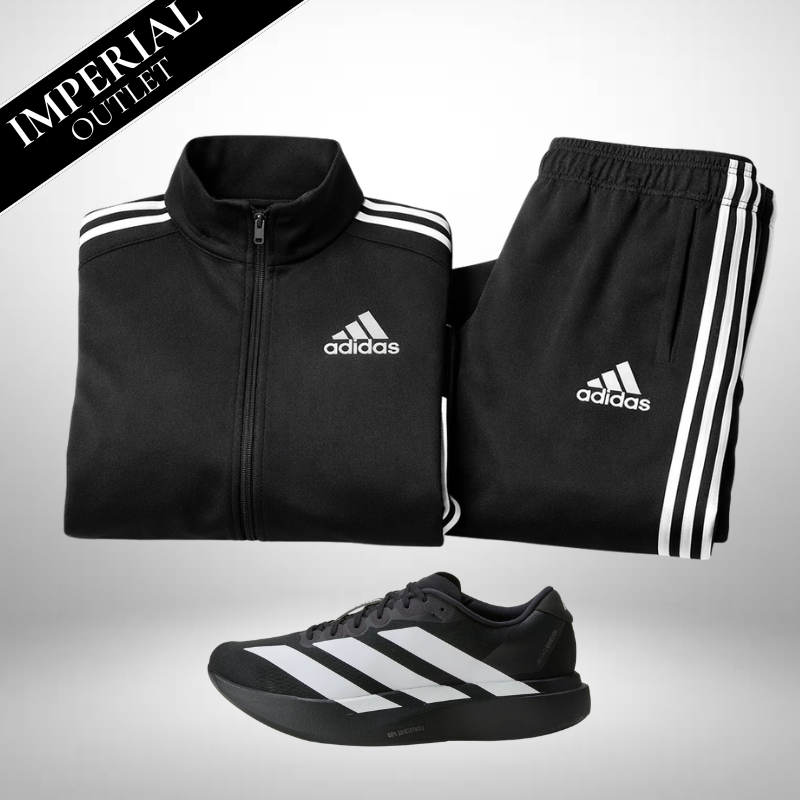 Set Adidas: Felpa con cappuccio e pantaloni jogger – incluso Adidas Adizero Evo GRATIS!