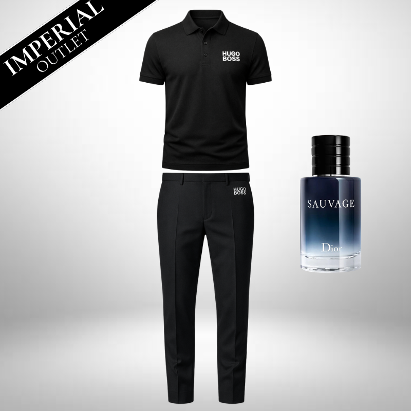 Set di abbigliamento HUGO BOSS: polo e pantaloni eleganti – Dior Sauvage (100 ml) incluso gratis!