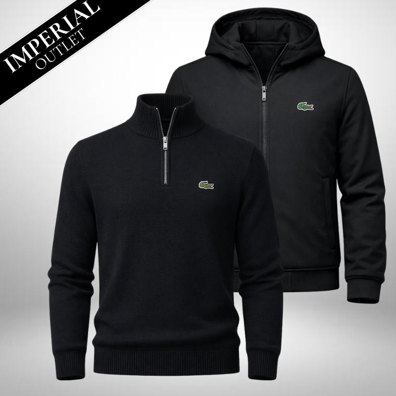 Lacoste Combo: Maglione termico con cerniera a metà e giacca invernale elegante
